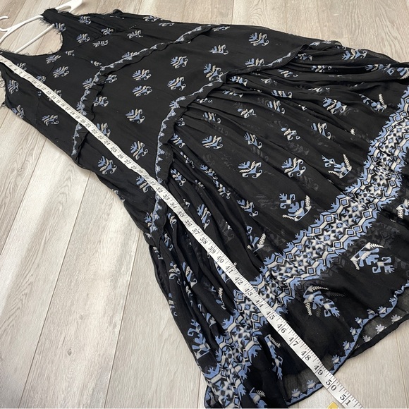 Free People Dress tiered printed sleeveless maxi aphrodite womens Black (small) - Picture 7 of 7